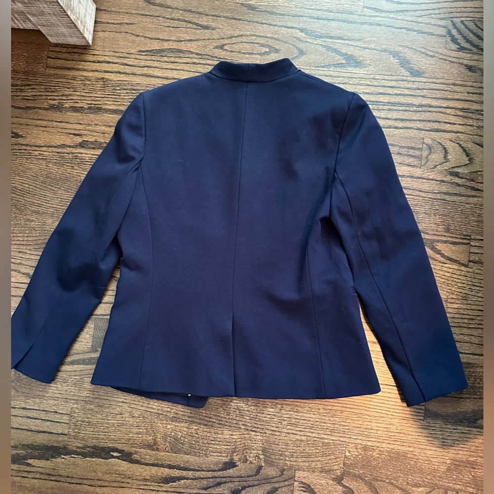 J. Crew Navy Collarless Blazer - Size 10 - Picture 3 of 4